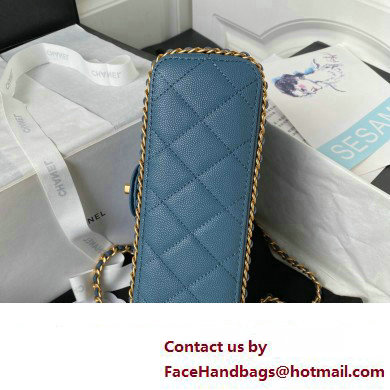 Chanel Grained Calfskin  &  Gold-Tone Metal Chain Flap Bag AS4431 Blue 2023